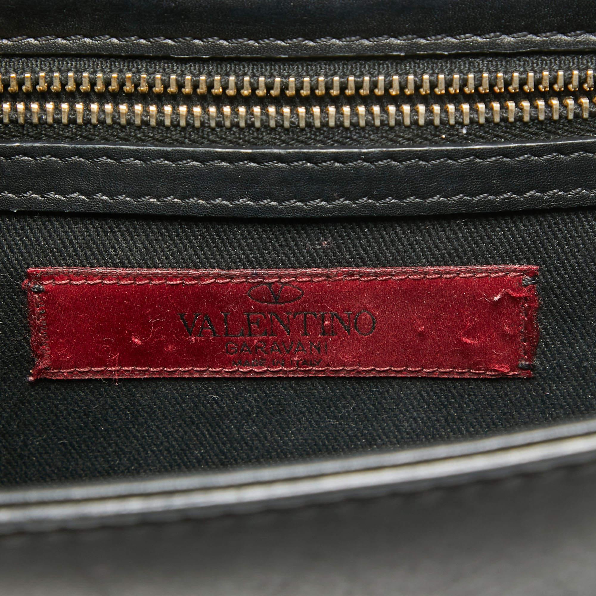 Valentino Black Leather Small Rockstud Glam Lock Flap Bag 9