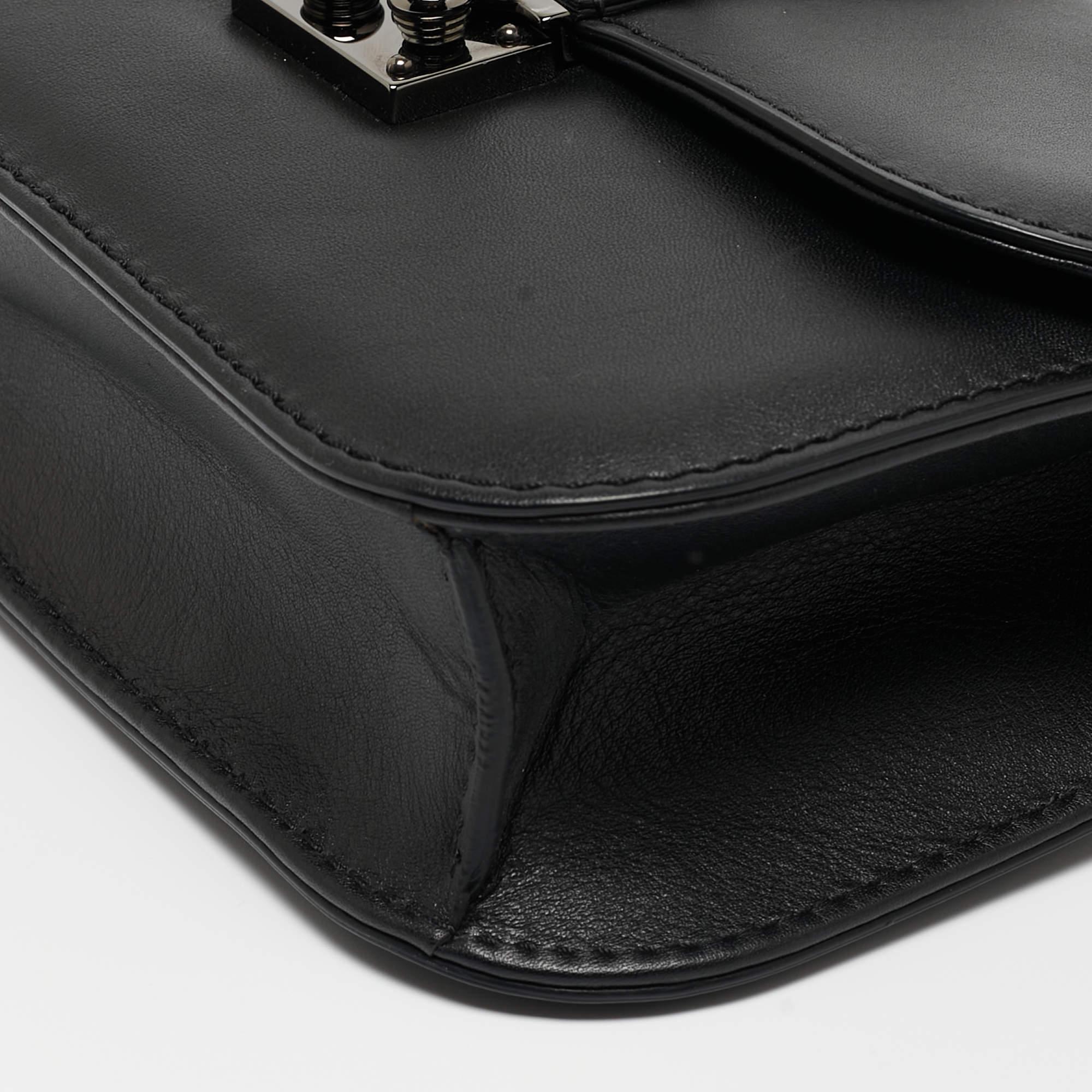Valentino Black Leather Small Rockstud Glam Lock Flap Bag 11