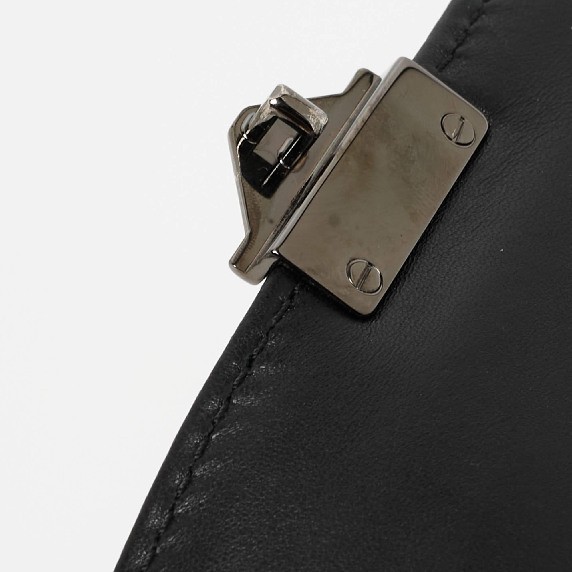 Women's Valentino Black Leather Small Rockstud Glam Lock Flap Bag
