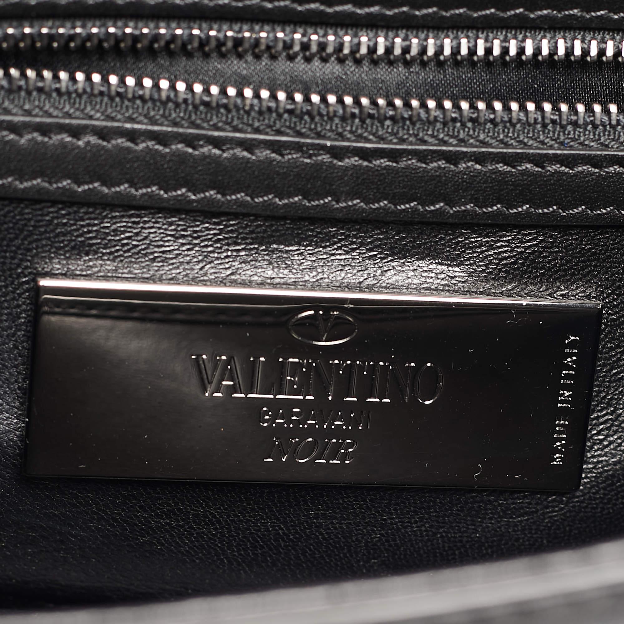 Valentino Black Leather Small Rockstud Glam Lock Flap Bag 4