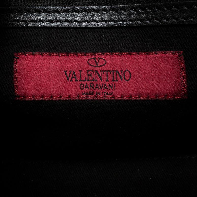 Valentino Black Leather Small Rockstud Trapeze Tote 4