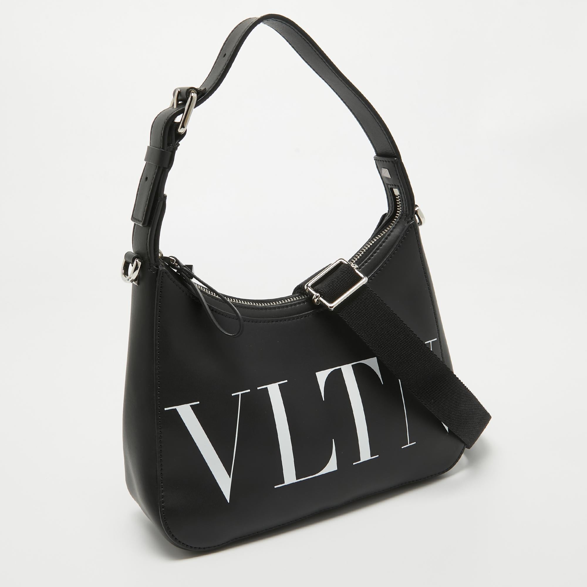 Women's Valentino Black Leather Small VLTN Hobo