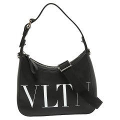 Valentino Black Leather Small VLTN Hobo