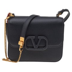 Valentino Black Leather Small VSling Shoulder Bag