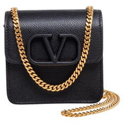 Valentino Black Leather Small VSLING Shoulder Bag