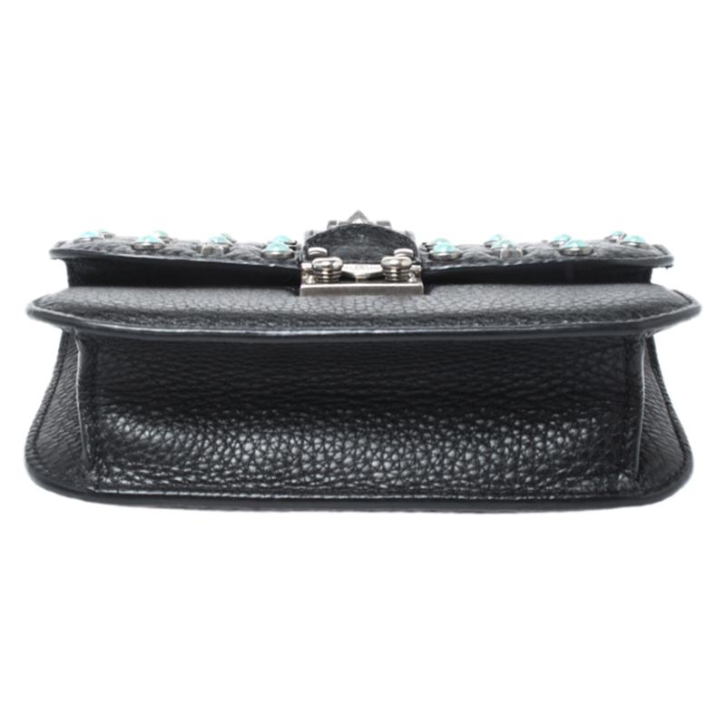 Valentino Black Leather Star Studded Glam Shoulder Bag 1