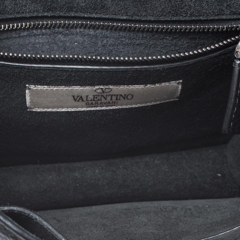 Valentino Black Leather Star Studded Glam Shoulder Bag 4