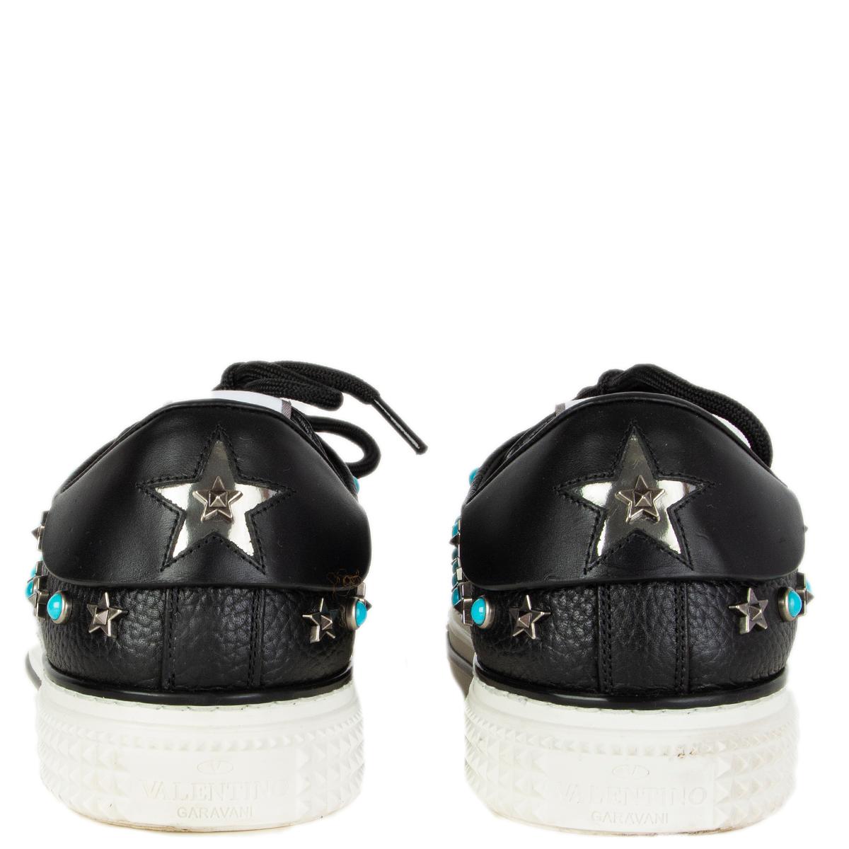 Women's VALENTINO black leather STAR STUDDED Sneakers Shoes 41