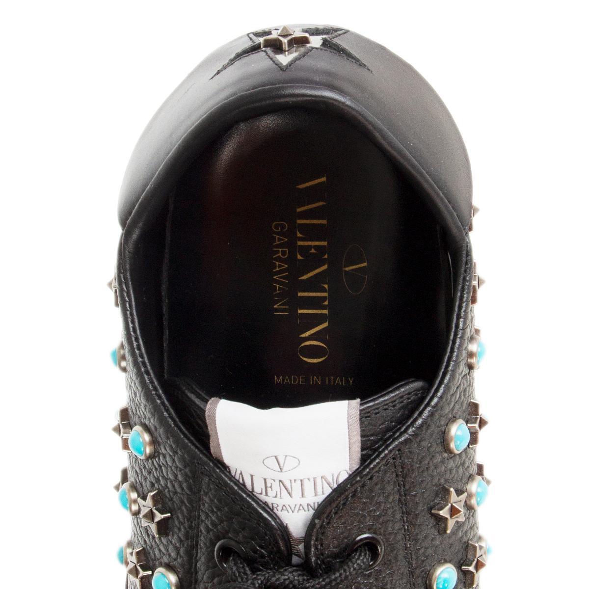 VALENTINO black leather STAR STUDDED Sneakers Shoes 41 2