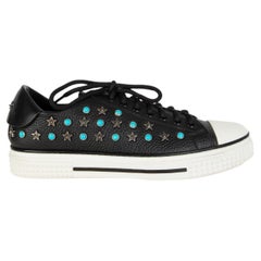 VALENTINO black leather STAR STUDDED Sneakers Shoes 41