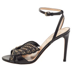 Valentino Black Leather Studded Ankle Strap Sandals Size 36