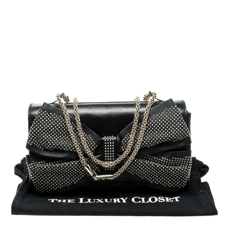 Valentino Black Leather Studded Bow Crossbody Bag 5