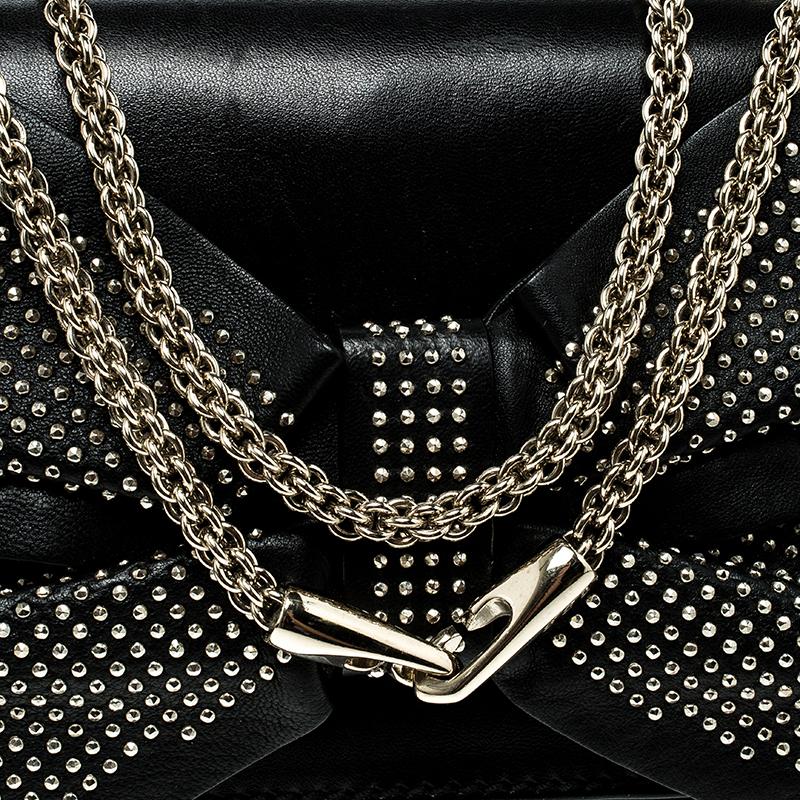 Women's Valentino Black Leather Studded Bow Crossbody Bag