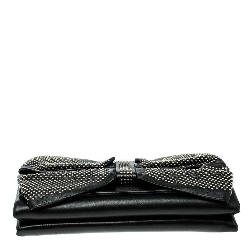 Valentino Black Leather Studded Bow Crossbody Bag 1