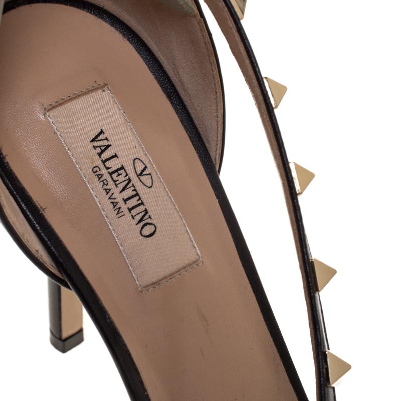 Valentino Black Leather Studded D'orsay Sandals Size 39.5 2