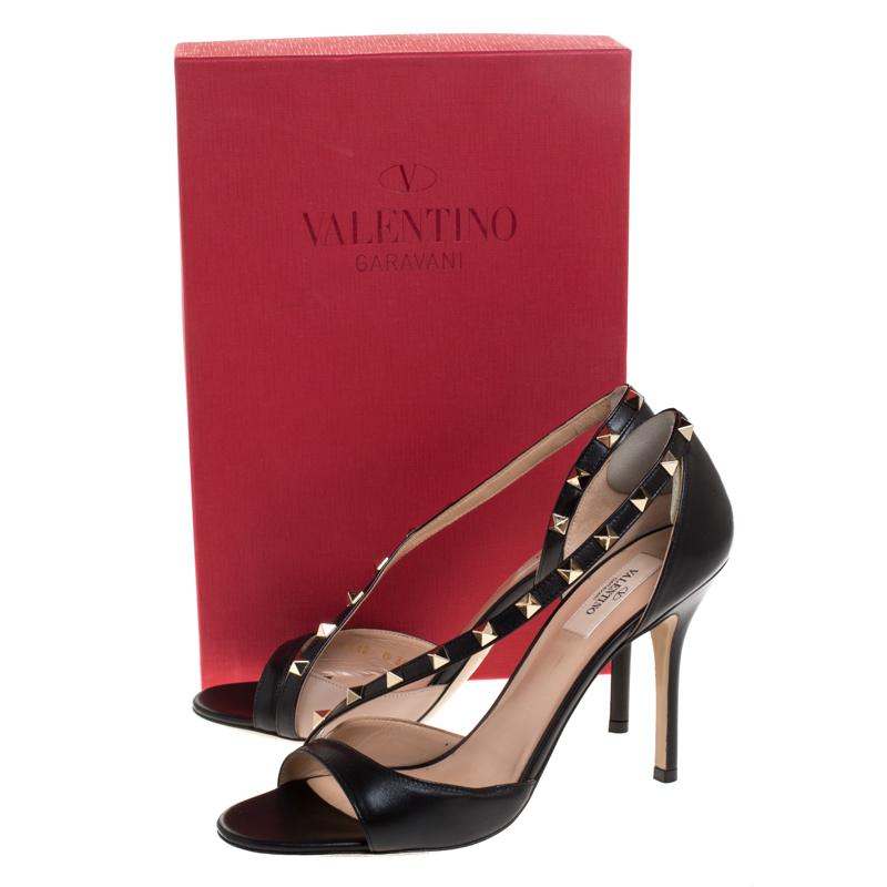 Valentino Black Leather Studded D'orsay Sandals Size 39.5 4