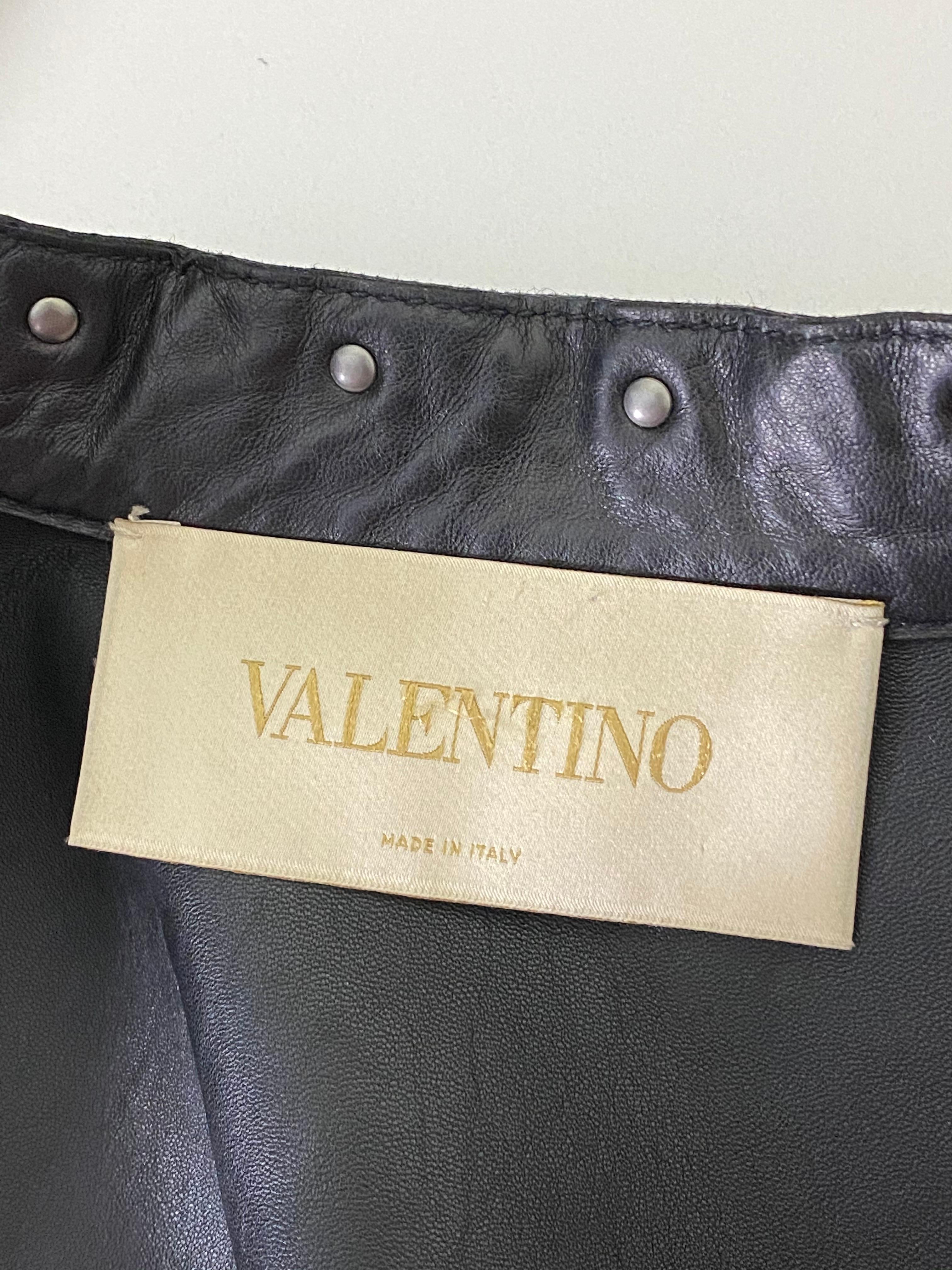 Valentino Black Leather Studded Jacket Size 8 For Sale 10