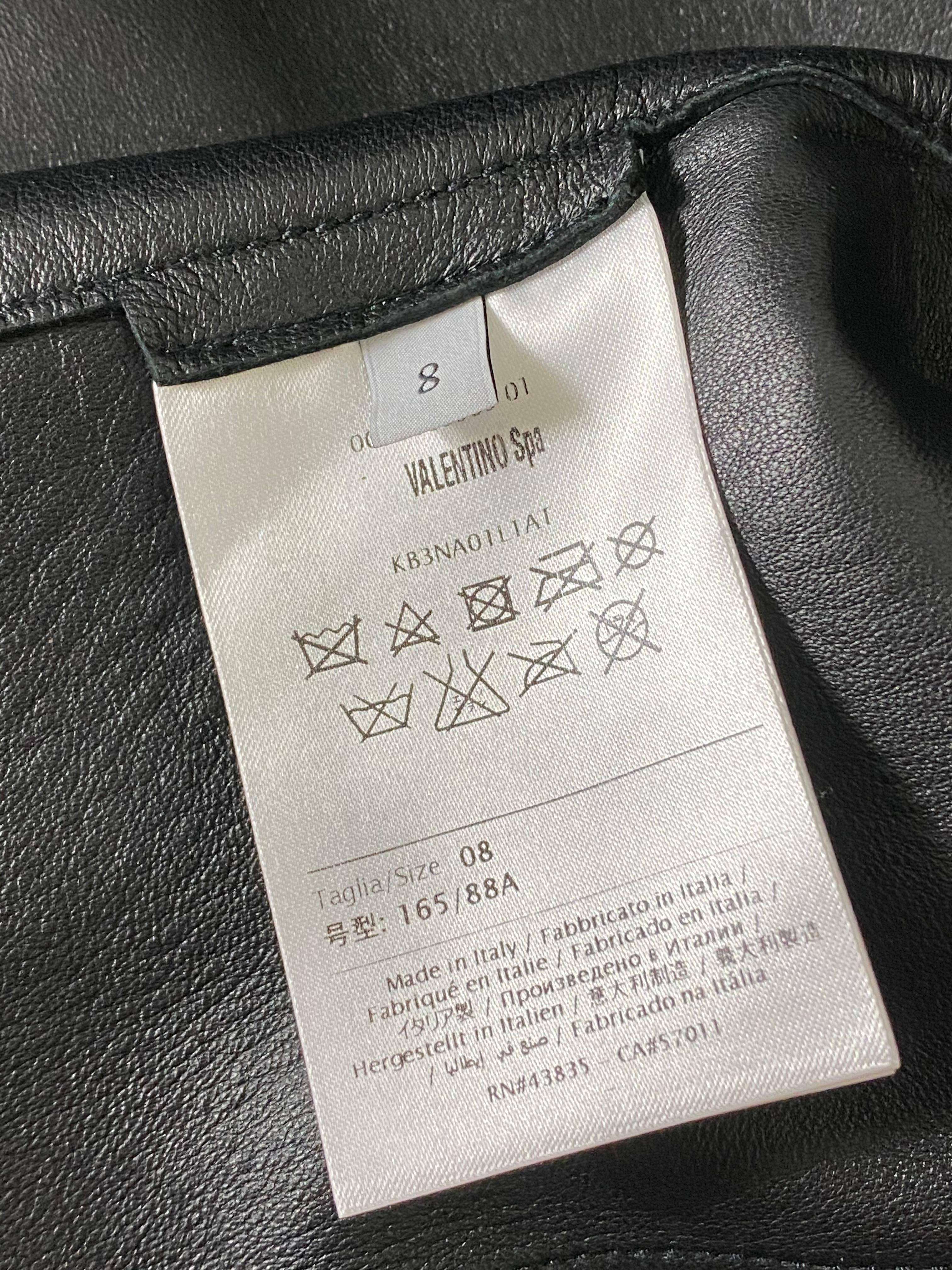 Valentino Black Leather Studded Jacket Size 8 For Sale 11