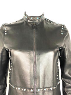 Valentino Black Leather Studded Jacket Size 8