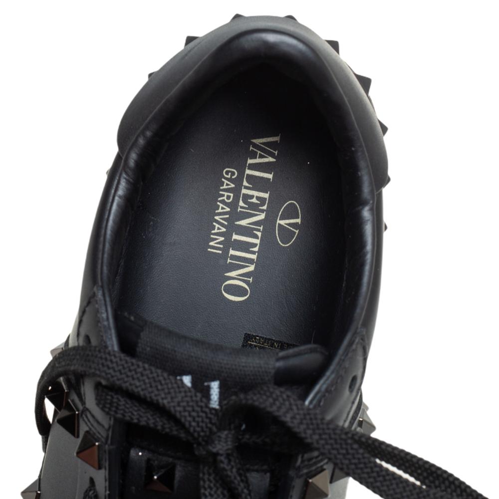 Valentino Black Leather Studded Open Sneakers Size 36 2