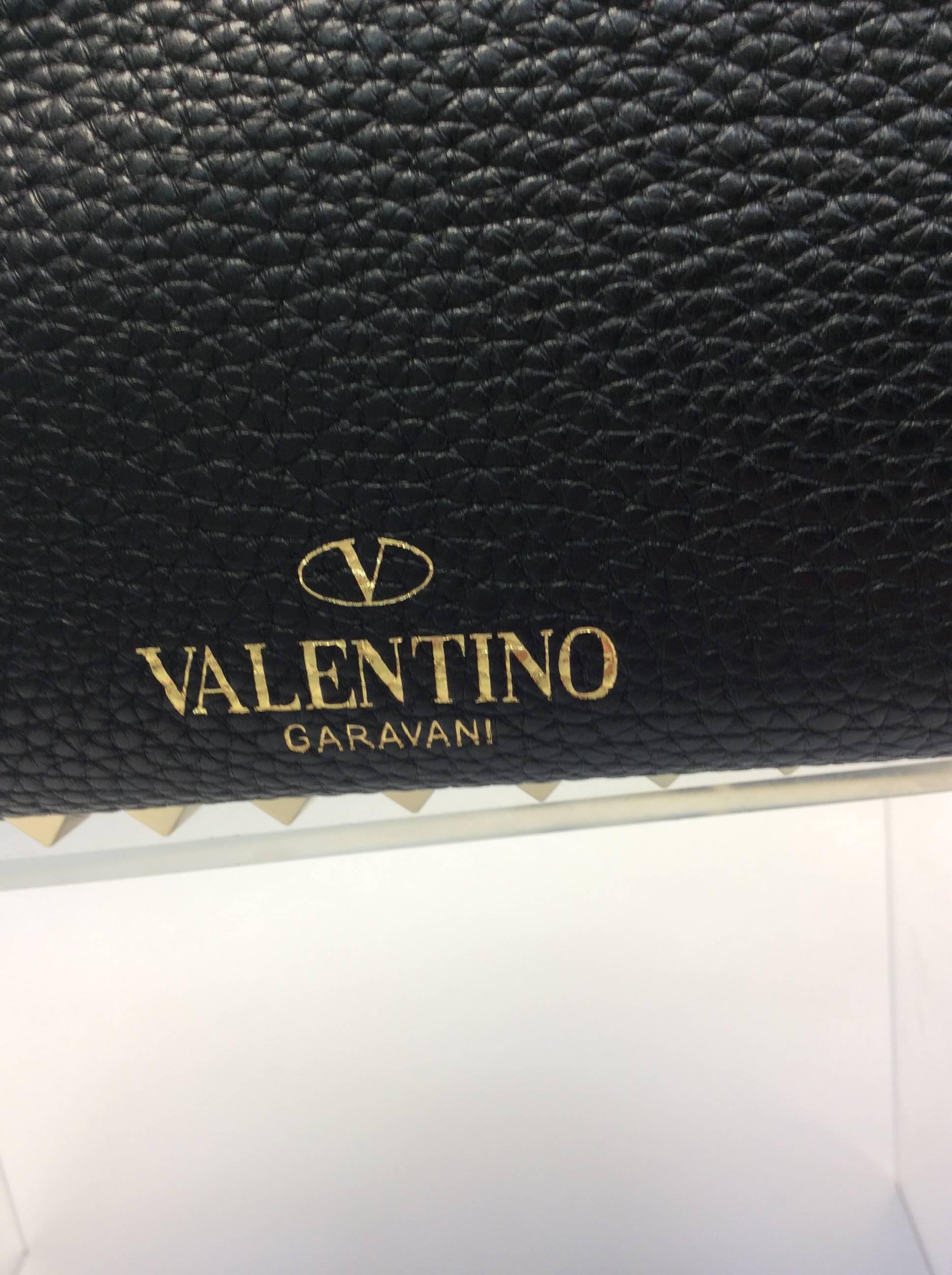Valentino Black Leather Studded Shoulder Bag For Sale 5