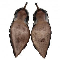 Valentino Black Leather Swirl Detail Pointed Toe Pumps Size 38.5