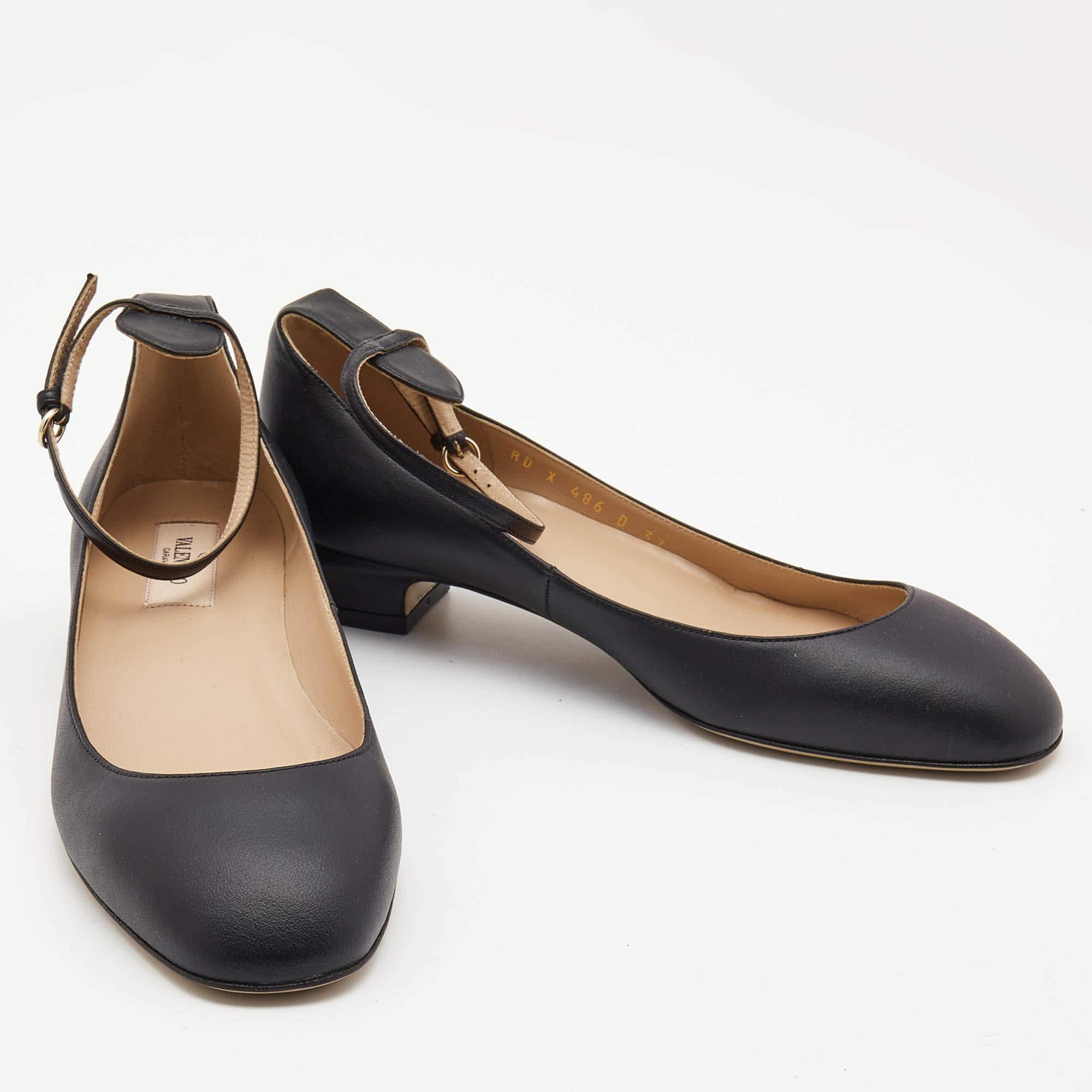 Valentino Black Leather Tango Ankke Cuff Ballet Flats Size 37 1