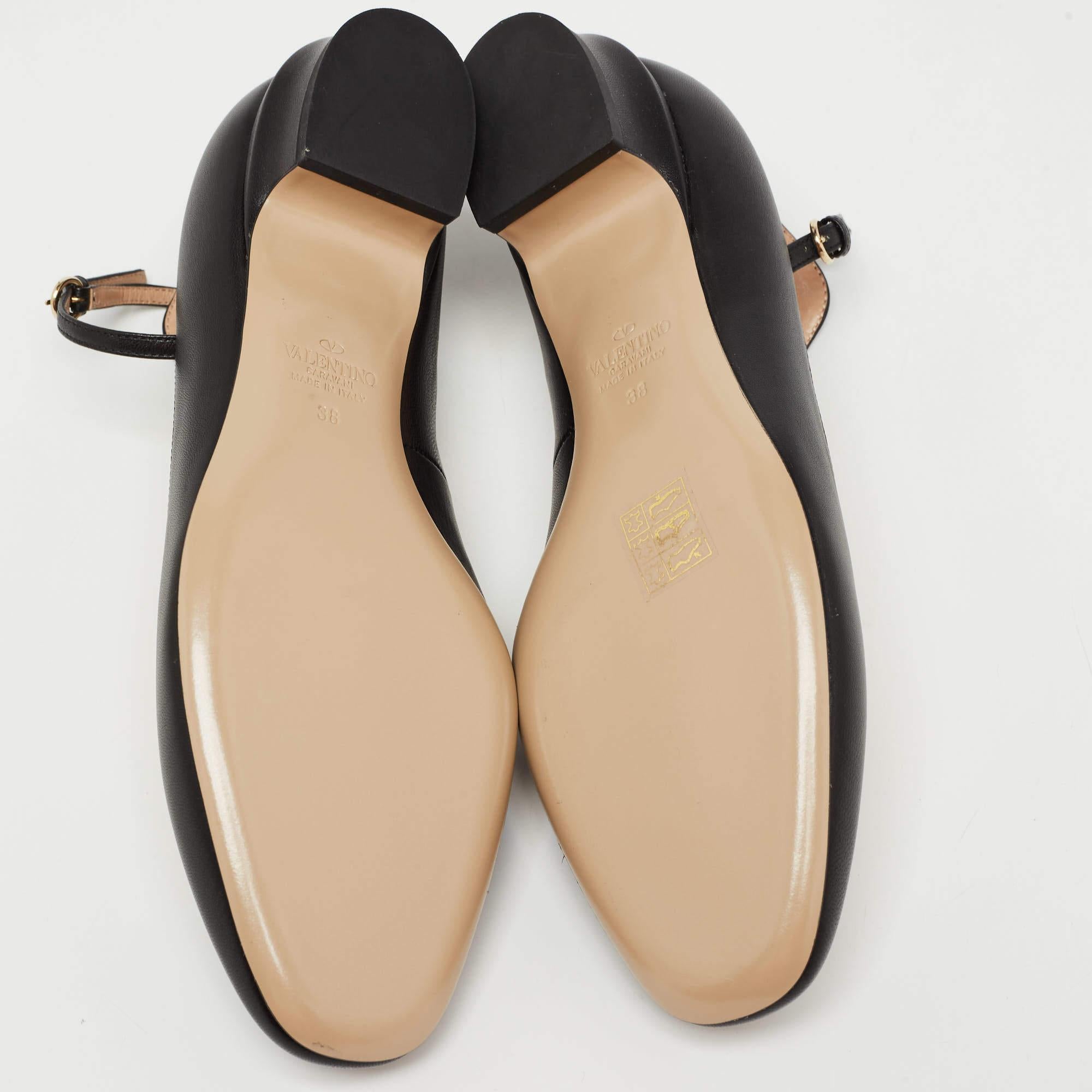 Valentino Black Leather Tango Ankle Strap Ballet Flats Size 38 3