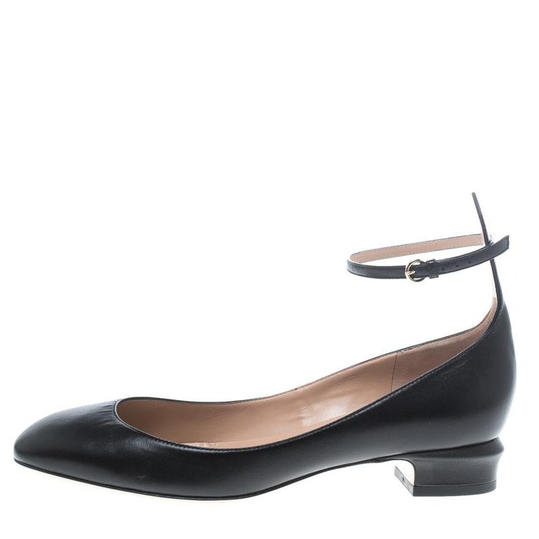 Valentino Black Leather Tango Ankle Strap Pumps Size 38.5 For Sale at ...