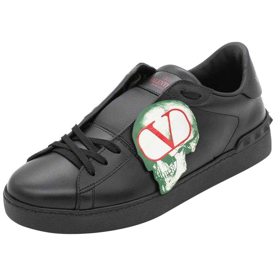 Valentino Black Leather Undercover Jun Takahashi Open Sneakers Size 42