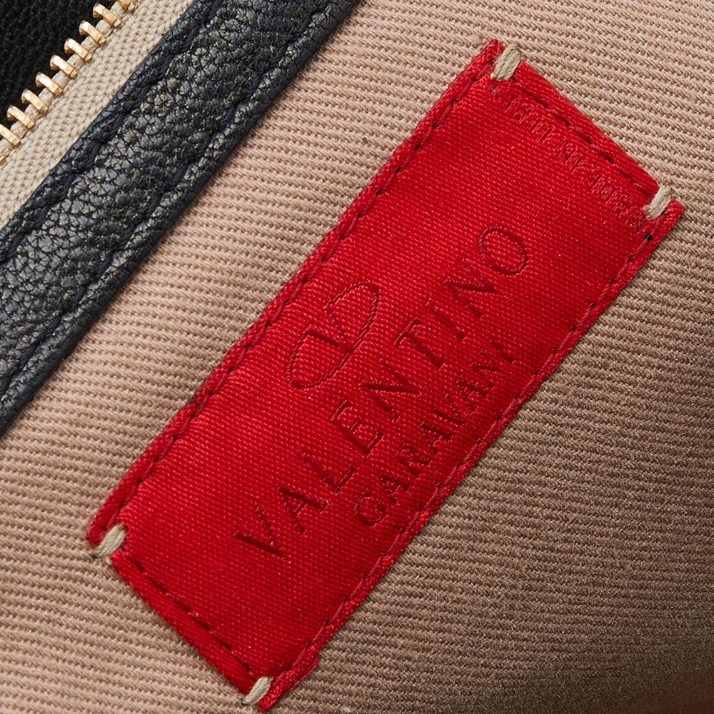 Valentino Black Leather V Ring Flap Shoulder Bag 2