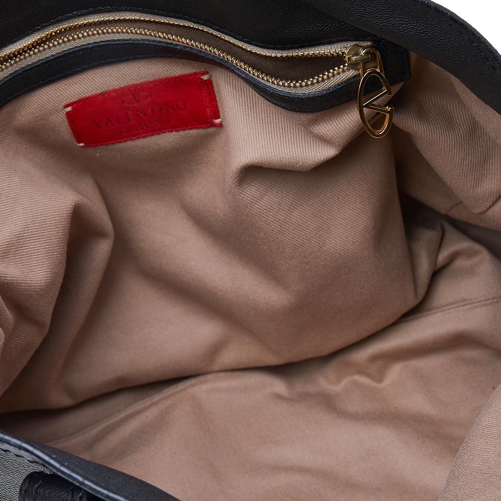 Valentino Black Leather V Ring Flap Shoulder Bag 3