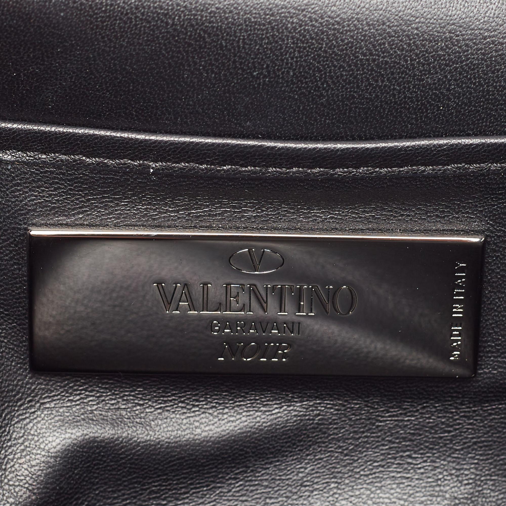 Valentino Black Leather Va Va Voom Crystals Clutch For Sale 6