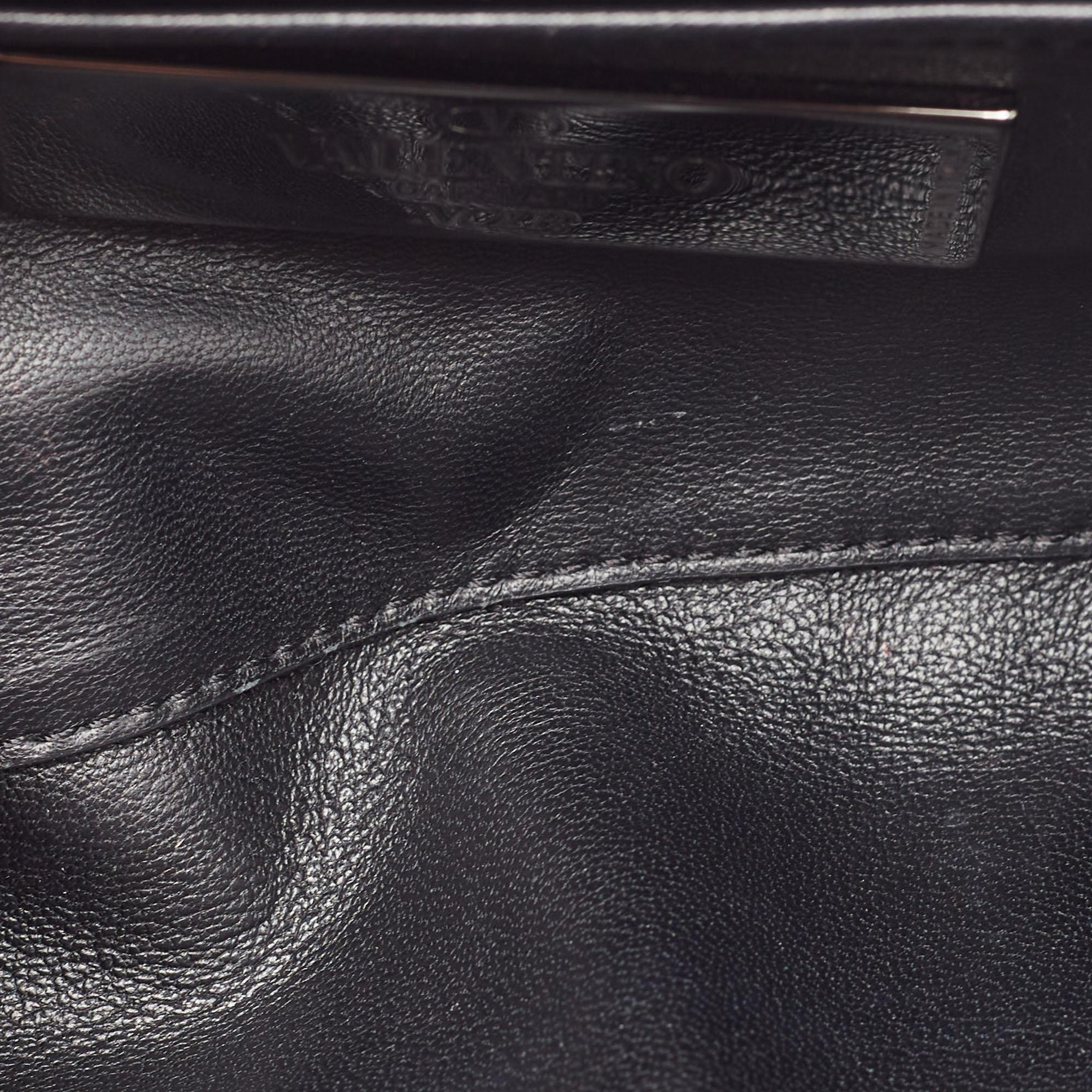 Valentino Black Leather Va Va Voom Crystals Clutch 8