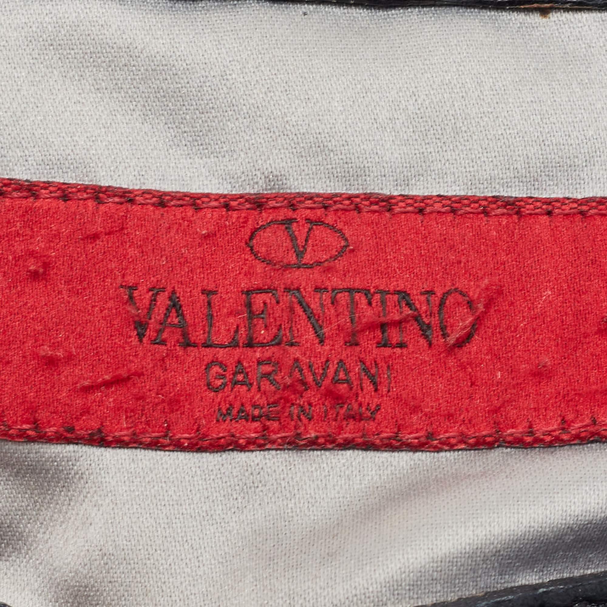 Valentino Black Leather VLogo Crystals Embellished Hobo For Sale 10