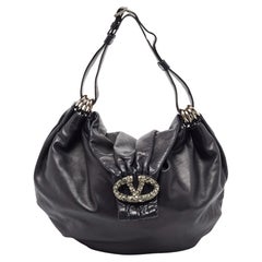 Hobo Valentino Negro Piel VLogo Cristales Embellecedor