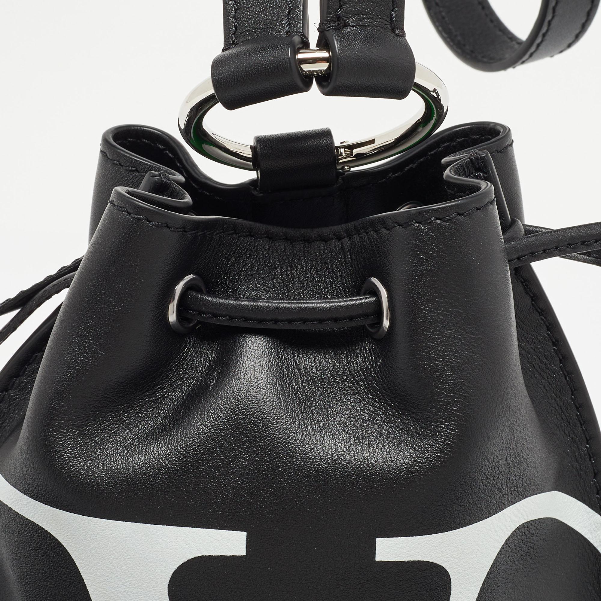 Valentino Black Leather VLogo Drawstring Pouch Bag For Sale 5