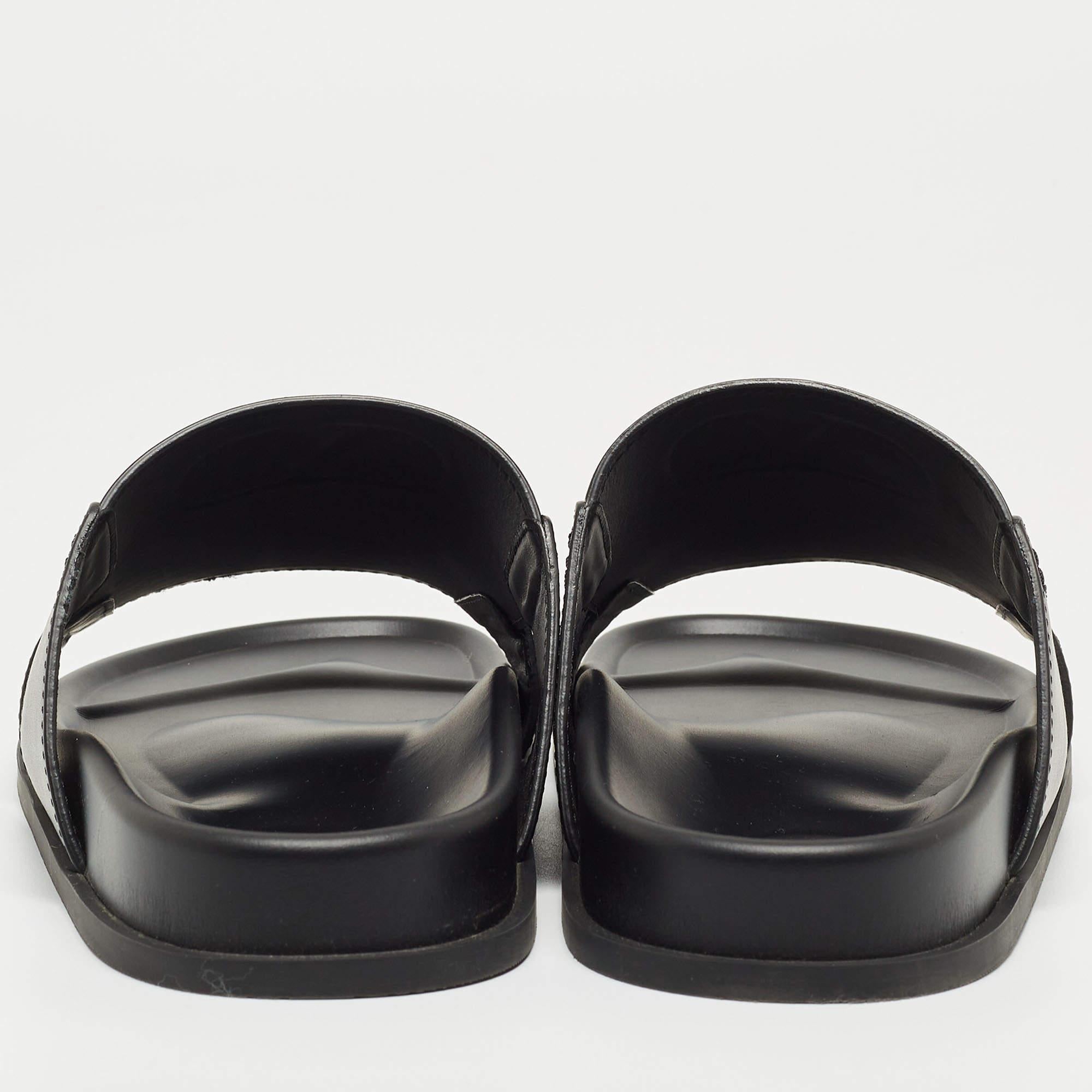Valentino Black Leather Vlogo Flat Slides  3