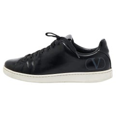 Valentino Black Leather VLogo Low Top Sneakers Size 42.5
