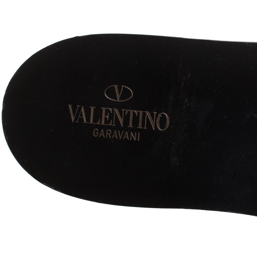 Valentino Black Leather VLogo Slide Flats Size 40 1