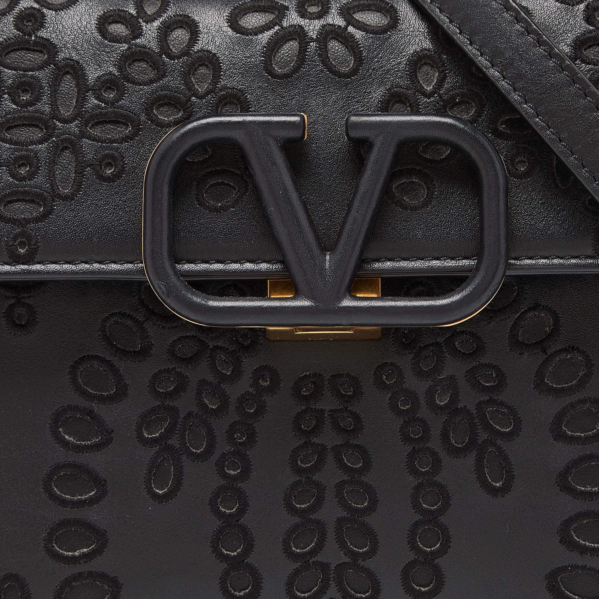 Valentino Black Leather VLogo Top Handle Bag 7