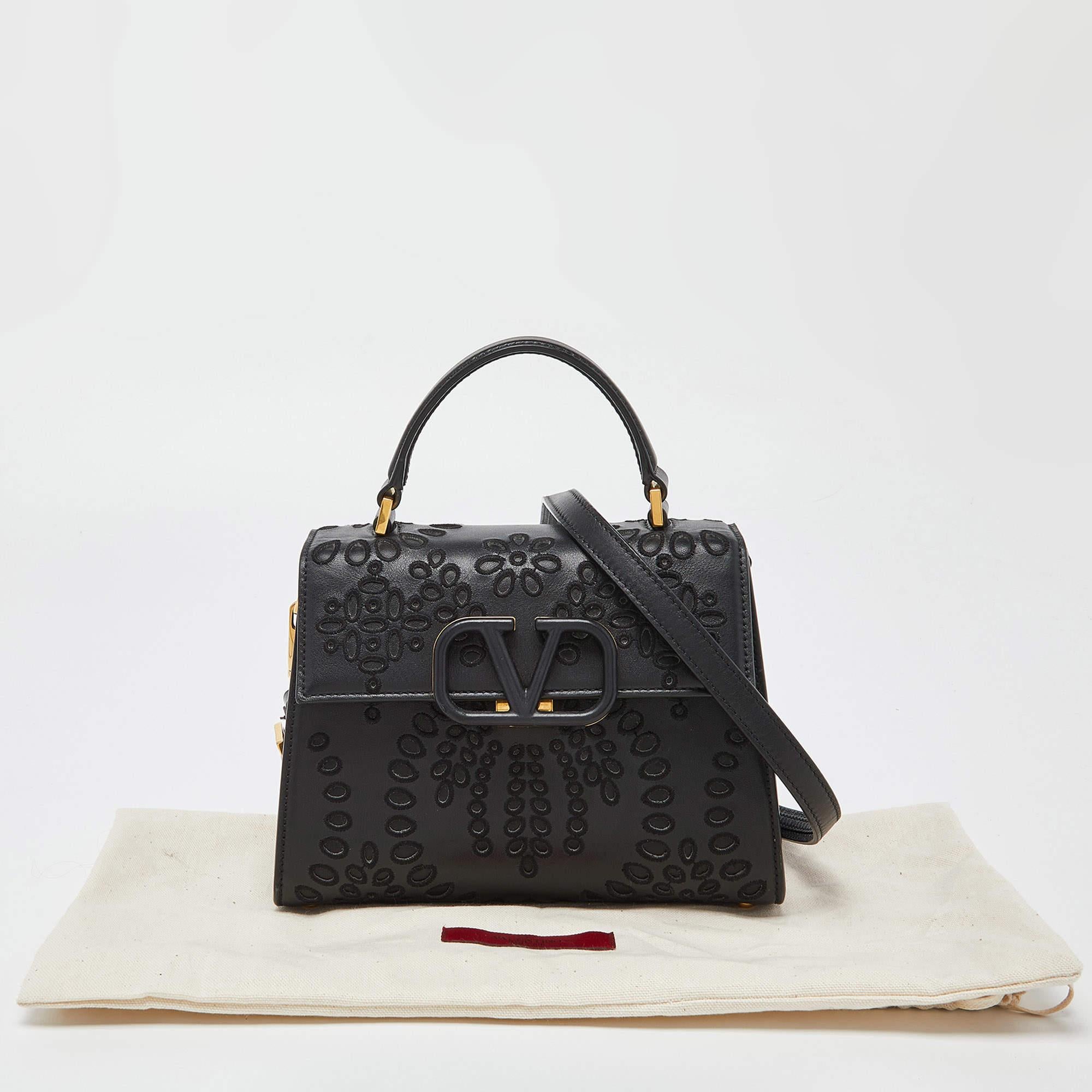 Valentino Black Leather VLogo Top Handle Bag 8
