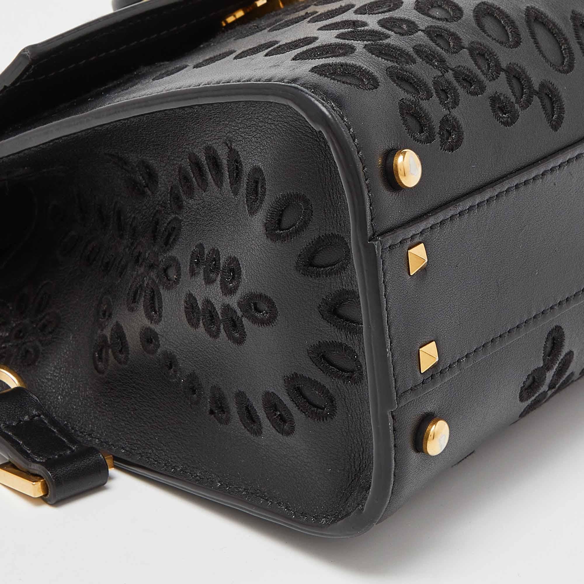 Valentino Black Leather VLogo Top Handle Bag 5