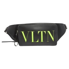 Valentino Black Leather VLTN Belt Bag