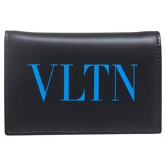 Valentino Black Leather VLTN Bifold Card Case