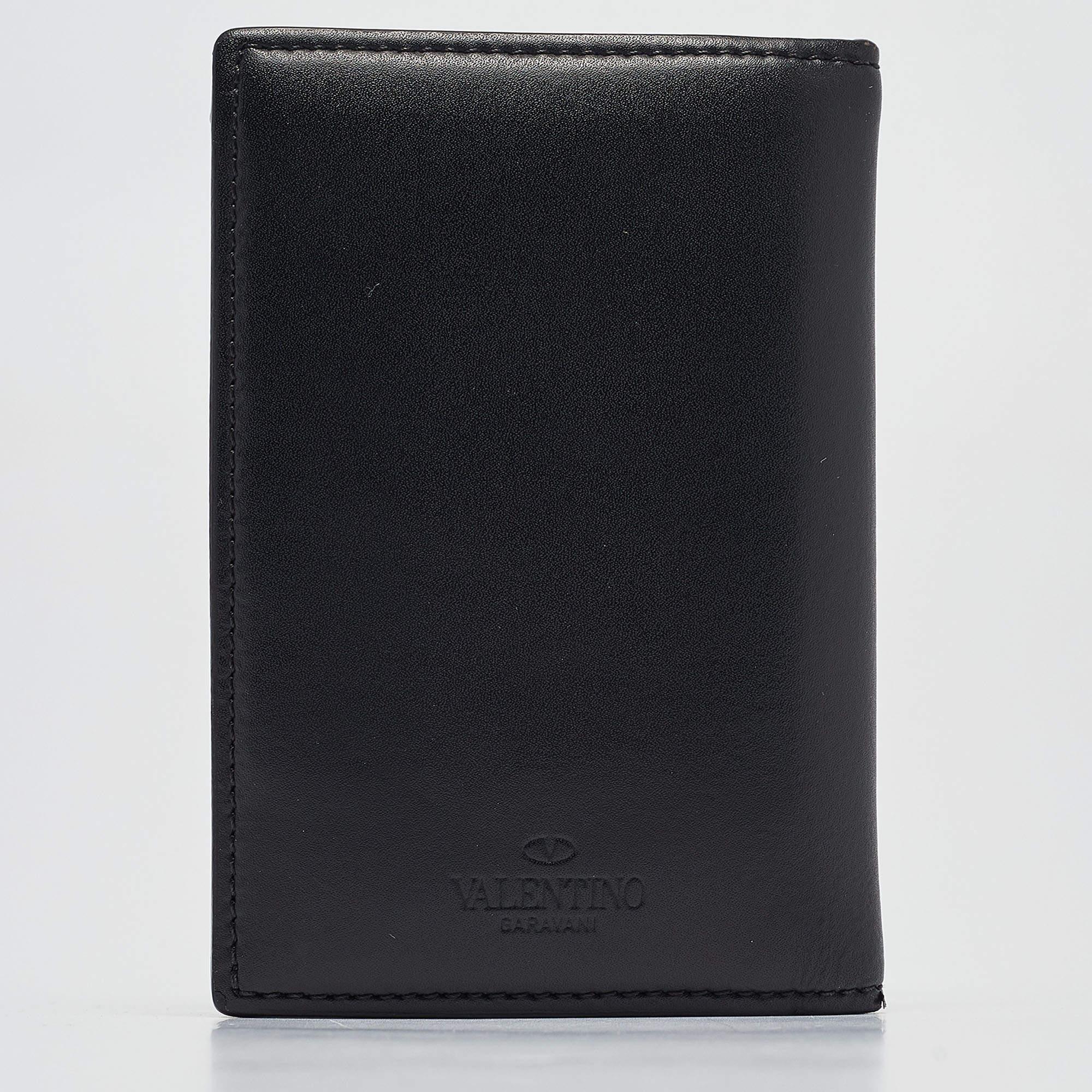 Valentino Black Leather VLTN Bifold Card Holder For Sale 1