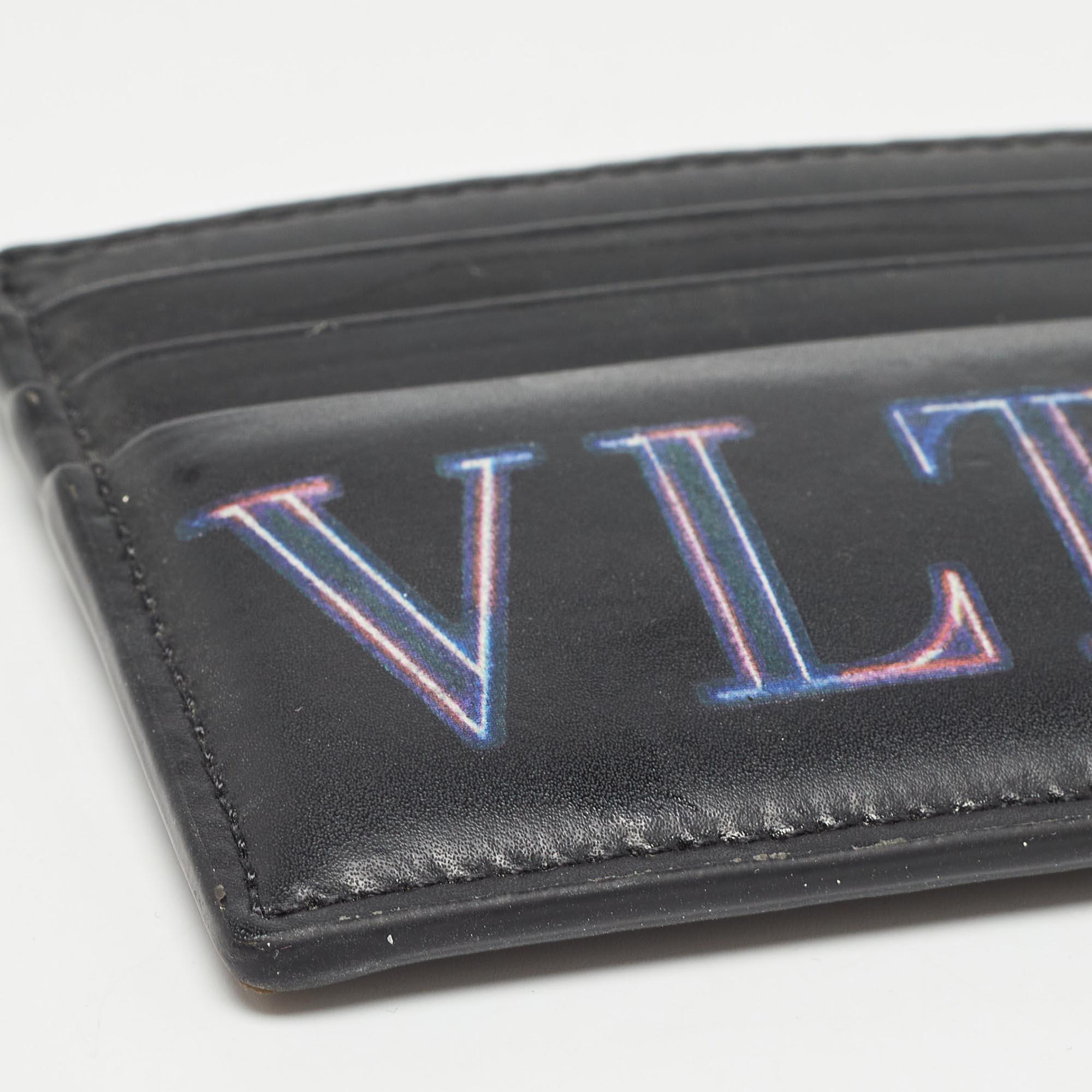Valentino Black Leather VLTN Card Holder For Sale 6
