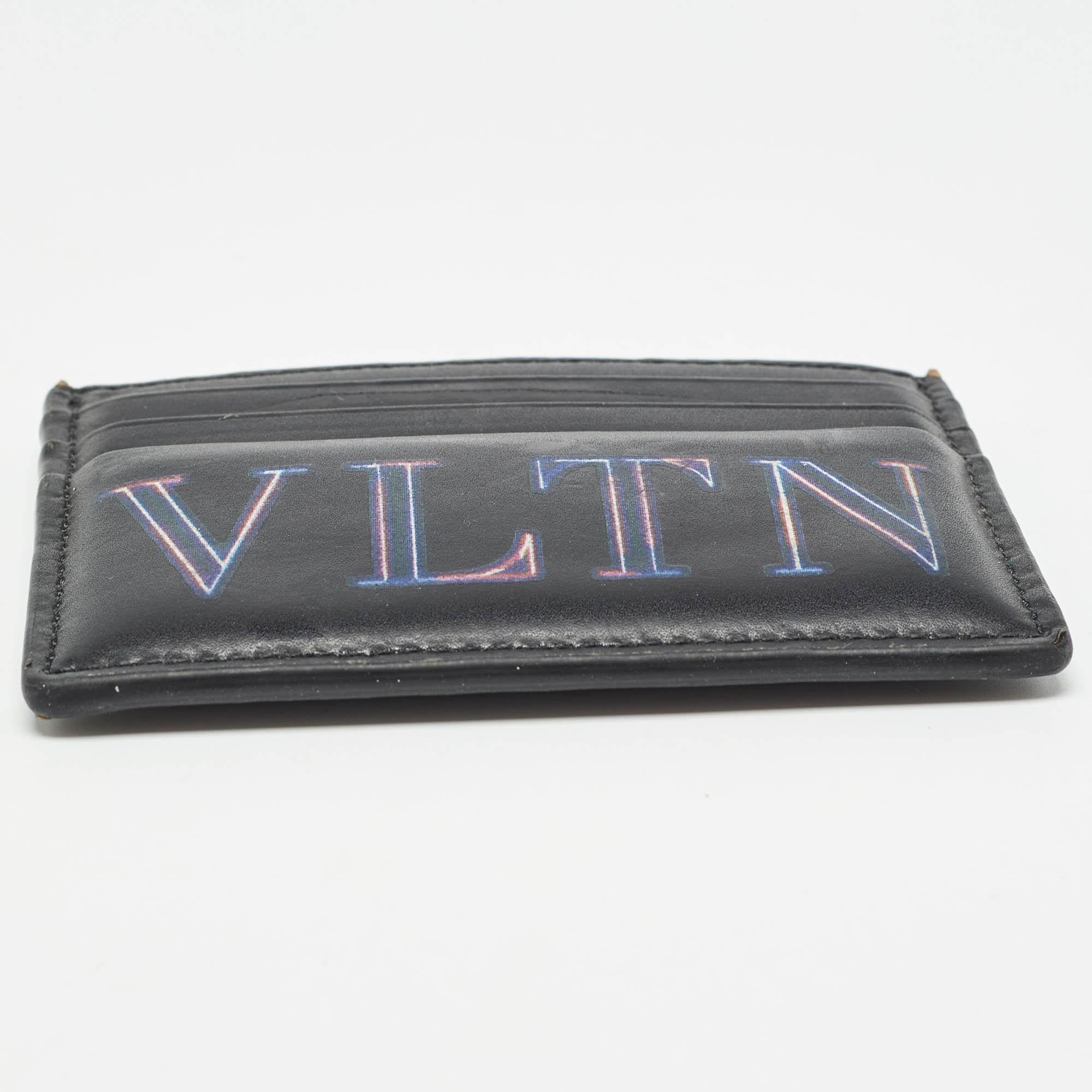 Valentino Black Leather VLTN Card Holder For Sale 2