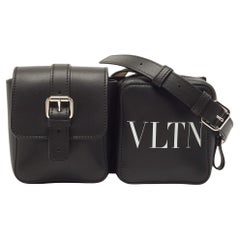 Valentino Black Leather VLTN Compartment Bag