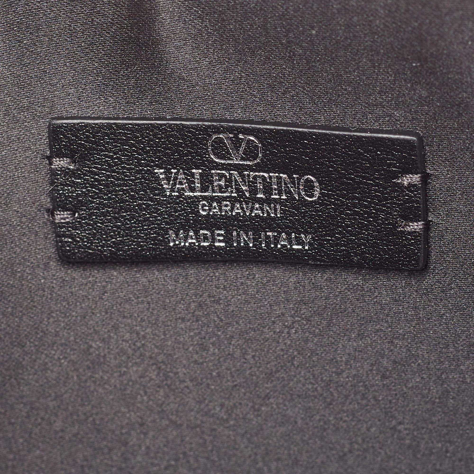 Valentino Black Leather VLTN Logo Wristlet Clutch 1